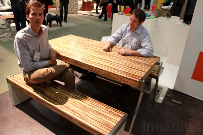 legato, legato transforming table, transforming furniture, green furniture, bamboo furniture, bamboo bench, bamboo dining room table, green dining room table, ICFF 2011, Bret Sorkness, Ashlee Conner, Matt Lee