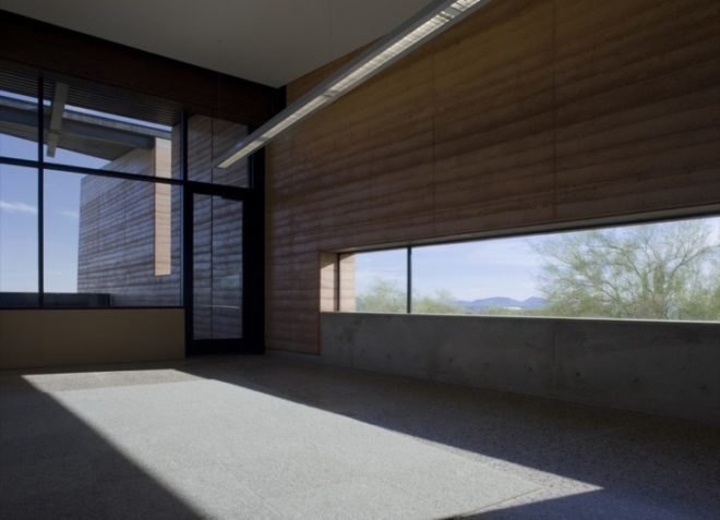 green building, net zero, green design, eco-design, sustainable design, rainwater harvesting, LEED, Platinum, Gateway, McDowell Sonoran Preserve, weddle gilmore black rock studio, biking, hiking, rammed earth, recycled materials, solar energy, water efficiency
