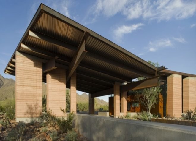 green building, net zero, green design, eco-design, sustainable design, rainwater harvesting, LEED, Platinum, Gateway, McDowell Sonoran Preserve, weddle gilmore black rock studio, biking, hiking, rammed earth, recycled materials, solar energy, water efficiency