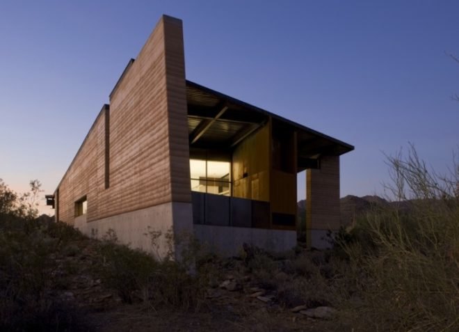green building, net zero, green design, eco-design, sustainable design, rainwater harvesting, LEED, Platinum, Gateway, McDowell Sonoran Preserve, weddle gilmore black rock studio, biking, hiking, rammed earth, recycled materials, solar energy, water efficiency