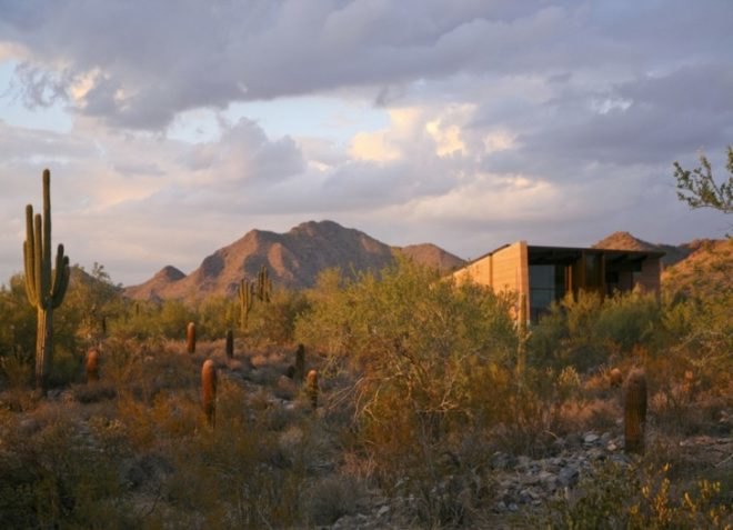 green building, net zero, green design, eco-design, sustainable design, rainwater harvesting, LEED, Platinum, Gateway, McDowell Sonoran Preserve, weddle gilmore black rock studio, biking, hiking, rammed earth, recycled materials, solar energy, water efficiency