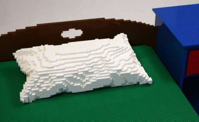 Nathan Sawaya, lego bedroom, bedroom made of legos, bedroom set made of legos, brick artist, lego art, lego artist, sustainable design, green design, lego sculptures, green art, eco art, sustainable art, lego bike, lego cello