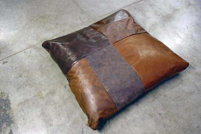 reclaimed materials, reclaimed pillows, recycled materials, green design, eco design, sustainable design, leather pillows, eco pillows, green products, heyteam, hey team, patch