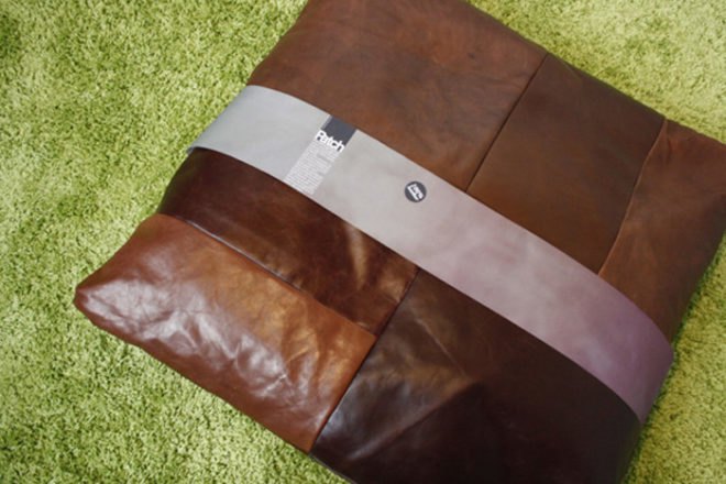 reclaimed materials, reclaimed pillows, recycled materials, green design, eco design, sustainable design, leather pillows, eco pillows, green products, heyteam, hey team, patch