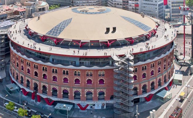 green design, eco design, sustainable design, Richard Rogers, Barcelona, Bullfighting ring, Las Arenas, Repurposed architecture, Spanish shopping center