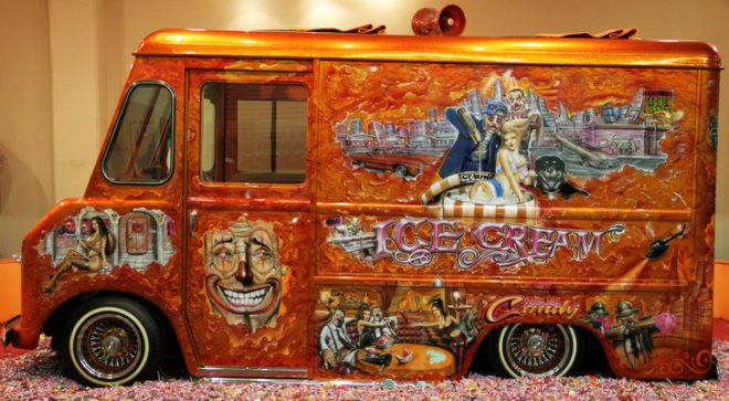 Art in the Streets, recycled ice cream truck, art cars, Los Angeles Museum of Contemporary Art, alternative transportation, green automotive design, green transportation