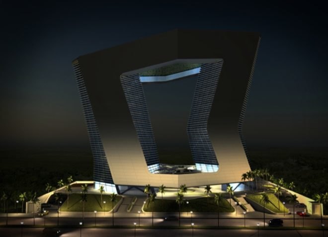 ventilated facade, green design, urban garden, mixed use development, green balcony, indirect light, passive design, solar gain, green building, green design, eco-design, sustainable design, sustainable architecture, Caribbean Sea, Sanzpont Arquitectura, GSI Tower, Cancun