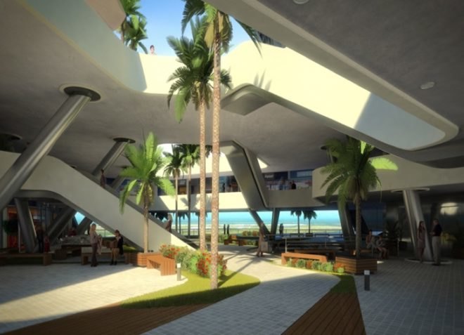 ventilated facade, green design, urban garden, mixed use development, green balcony, indirect light, passive design, solar gain, green building, green design, eco-design, sustainable design, sustainable architecture, Caribbean Sea, Sanzpont Arquitectura, GSI Tower, Cancun