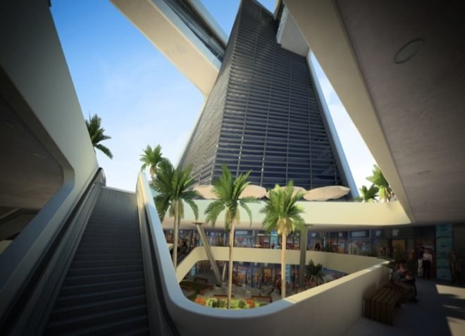 ventilated facade, green design, urban garden, mixed use development, green balcony, indirect light, passive design, solar gain, green building, green design, eco-design, sustainable design, sustainable architecture, Caribbean Sea, Sanzpont Arquitectura, GSI Tower, Cancun