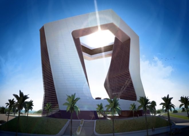 ventilated facade, green design, urban garden, mixed use development, green balcony, indirect light, passive design, solar gain, green building, green design, eco-design, sustainable design, sustainable architecture, Caribbean Sea, Sanzpont Arquitectura, GSI Tower, Cancun