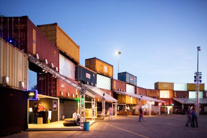 shipping container architecture, cargotecture, shipping container, tim festival, bernardes jacobsen, container installation, eco architecture, sustainable architecture, green architecture, green design, eco design, sustainable design