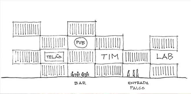 shipping container architecture, cargotecture, shipping container, tim festival, bernardes jacobsen, container installation, eco architecture, sustainable architecture, green architecture, green design, eco design, sustainable design
