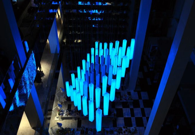 green design, eco design, sustainable design, WHITEvoid, LED Lights, Chandelier, Light installation, Green lighting, Moscow, Tsvetnoy Central market, anthropomorphic, LED lighting installations, moscow shopping centers