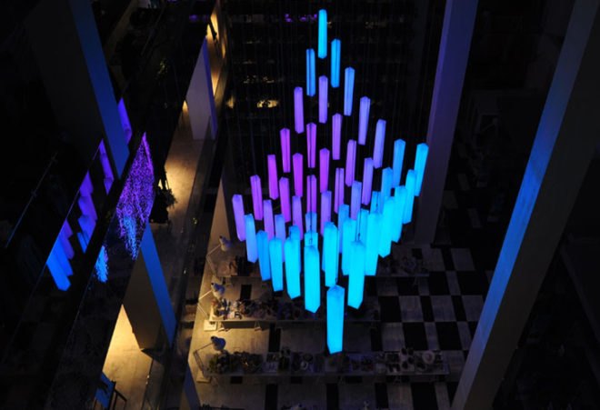 green design, eco design, sustainable design, WHITEvoid, LED Lights, Chandelier, Light installation, Green lighting, Moscow, Tsvetnoy Central market, anthropomorphic, LED lighting installations, moscow shopping centers