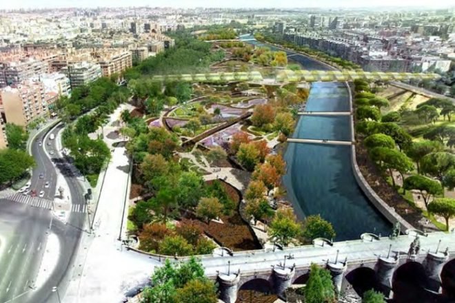 Arganzuela Footbridge, Dominique Perrault, pedestrian bridge, madrid, parque de arganzuela,