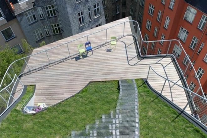 Birkegade Rooftop Park, JDS Architects, rooftop terrace, copenhagen, green roof, rooftop park, rooftop playground