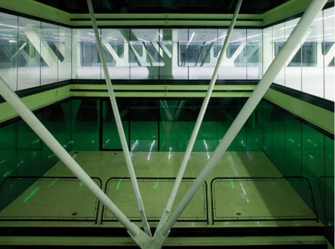 Consortium of the Zona Franca de Barcelona, photovoltaic cells, district cooling, green design, eco design, sustainable design, Cloud 9 Architects, Antoni Gaudi, Media-ICT Building, World Architecture News, ETFE, solar gain, solar filtering, sun filtering skin, inflatable building,