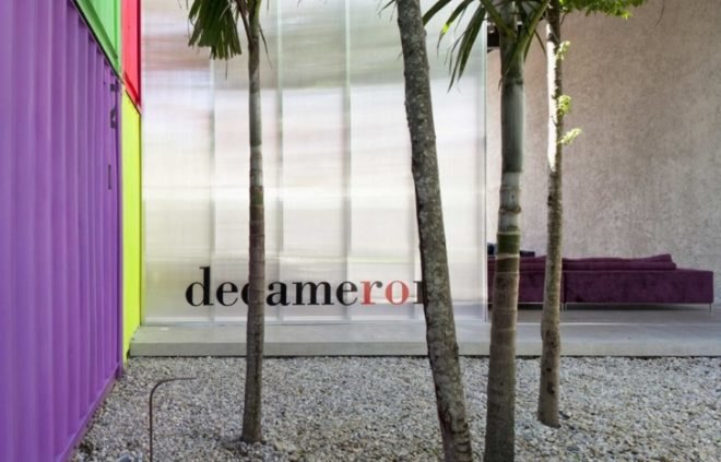 Brasil eco building, Brasil green building, Decameron Design, eco furniture store, green furniture store, marcio kogan, retail container store, Sao Paulo green design, shipping container retail, store made from containers, Studio mk27, tempoary store design