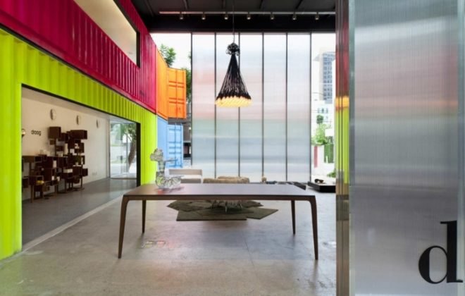 Brasil eco building, Brasil green building, Decameron Design, eco furniture store, green furniture store, marcio kogan, retail container store, Sao Paulo green design, shipping container retail, store made from containers, Studio mk27, tempoary store design