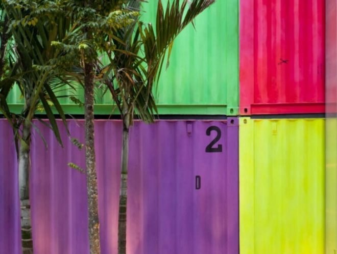 Brasil eco building, Brasil green building, Decameron Design, eco furniture store, green furniture store, marcio kogan, retail container store, Sao Paulo green design, shipping container retail, store made from containers, Studio mk27, tempoary store design
