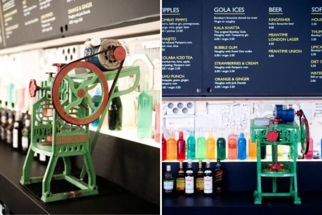 chowpatty beach bar, dishoom, london, southbank, pop up bar, recycled materials, upcycled materials