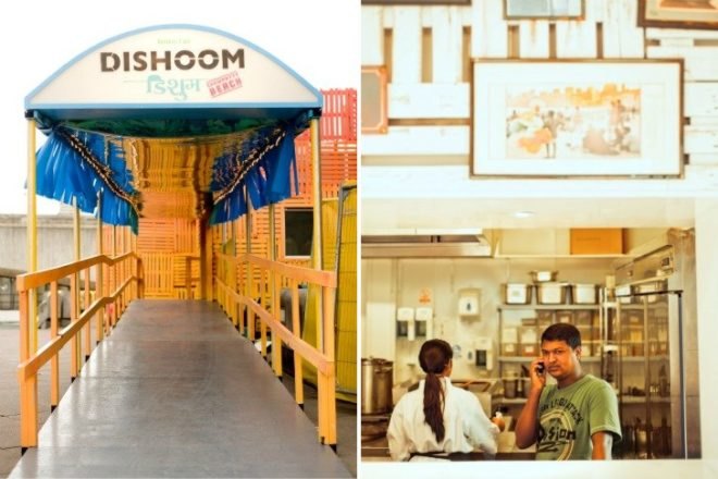 chowpatty beach bar, dishoom, london, southbank, pop up bar, recycled materials, upcycled materials