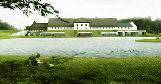 SeARCH architects, Favrholm Danish Farmhouse, 14th Century, Insulin factory, restoration project, energy efficiency, green design, eco-design, sustainable design, clean energy, embankments