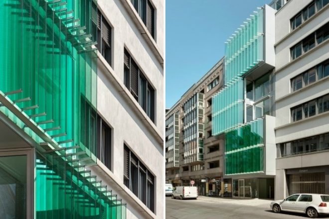 Friedrichstrasse 40 Office Building, Petersen Architekten, berlin, shade screen, high performance facade, sun screen, green building