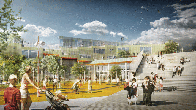 JWW Arkitekter, Sydhavn Skole, Sluseholmen, Copenhagen, Green Roof, School, Rooftop Garden, Harbor Building, Green Building, Sustainable, Low Energy Class 2015