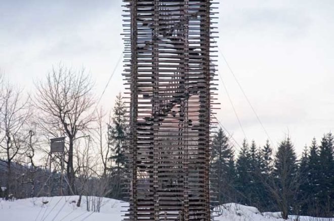 Jenga, green design, eco design, sustainable design, Tower, wooden tower, Czech Republic, Lucany nad Nisou, e-MRAK, Honza Mach, tourist attraction,