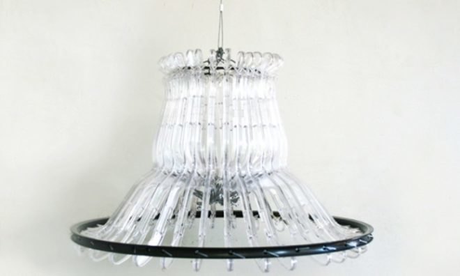 organelle design, hangelier, plastic hanger, plastic hangers, repurposed, bike rim, bright ideas lighting competition, led lamp
