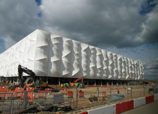 2011 London Olympic Games, Zaha Hadid, Sinclair Knight Merz, Wilkinson Eyre, KSS, basketball arena, recyclable design, steel, white-clad stadium, sustainable development, eco-design, sustainable design, sustainable stadia, temporary architecture