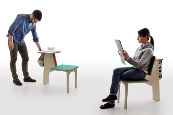 Transforming Furniture,Sustainable Materials,green furniture,Matali Crasset,felt material,plywood,multifunctional furniture,