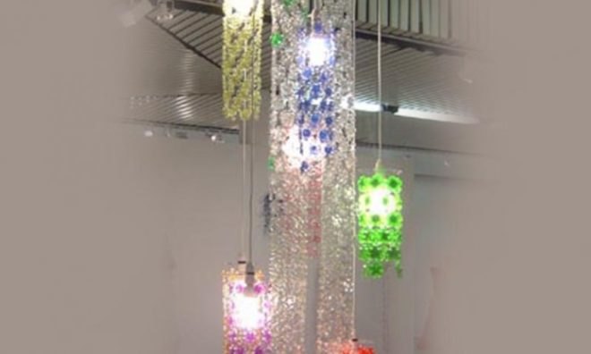 Recycled Materials,Green Home decor,Green Lighting,Green Design Competitions,Decorative Objects,Contests,Bright Ideas,michelle brand plastic bottle chandelier,plastic bottle installation,british design,