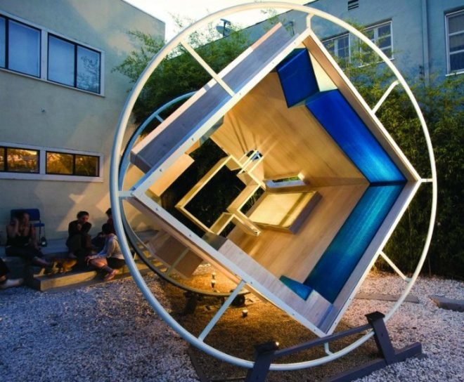 Phlanstery Module, Bureau Spectacular, anti-gravity, zero gravity, living module, small space living, rotating living module