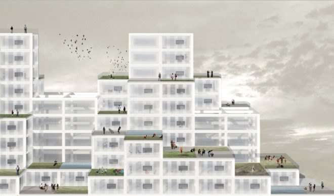 BREEAM Excellent, greenest building in the Netherlands, pixelated building, Thermal storage, Rotterdam green building, eco tower, Dutch BREEAM, Office for Metropolitan Architecture, OMA Rotterdam, Modular skyscraper, seasonal thermal storage,insulating glass,