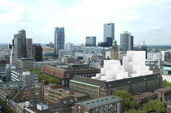 BREEAM Excellent, greenest building in the Netherlands, pixelated building, Thermal storage, Rotterdam green building, eco tower, Dutch BREEAM, Office for Metropolitan Architecture, OMA Rotterdam, Modular skyscraper, seasonal thermal storage,insulating glass,