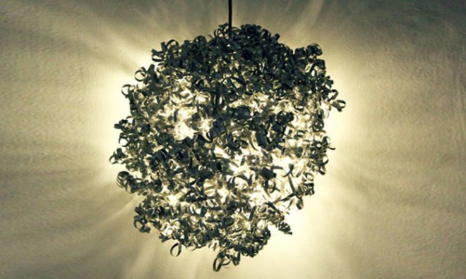 ilsa parry, tom sutton, sworth lamp, led lamp, bright ideas lighting competition, philips led, pendant lamp, swarf, scrap metal reuse