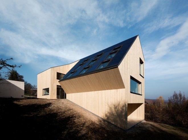 slagstar, passivhaus, carbon neutral home design, low embodied energy house, Hein-Troy, Austria solar house, Austria green home, house Velux skylight, net zero carbon house, first net zero energy house,