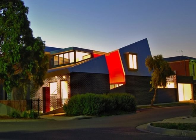 green design, brunswick, kavellaris urban design, jones house, colorbond roofing, brick veneer, passive design, status quo, skylight, natural lighting, natural ventilation, "hipped roof"