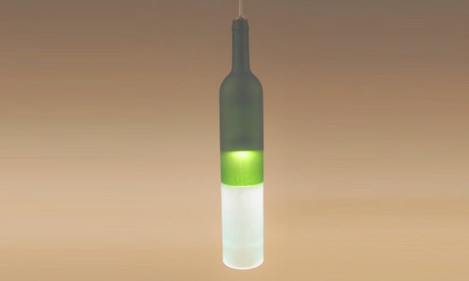 Upcycled wine bottles, beautiful wine bottle lights, Jerry Kott, Khysalis and Kortex lights, light fixtures recycled wine bottles, wine bottle lights