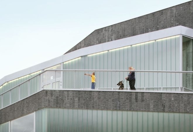 Belgium public plaza, local building materials, L’Escaut Architects, BE Weinand, green building, eco building, belgium green building, green roof, public space, green performance hall, eco public space, contemporary green design,