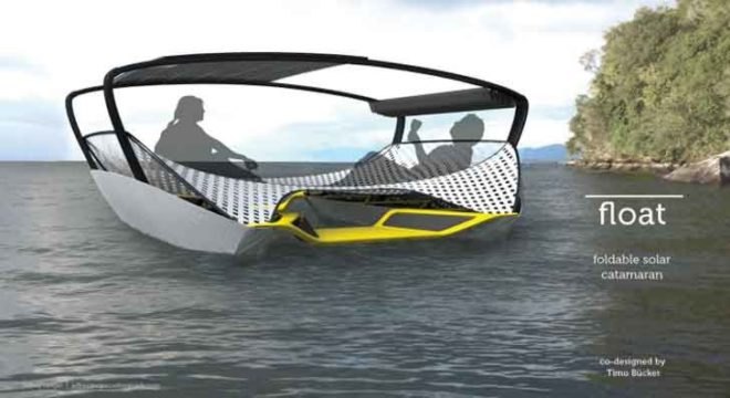 Jeffrey Greger, Float Solar Catamaran, solar boat, green transportation, alternative transportation, foldable boat