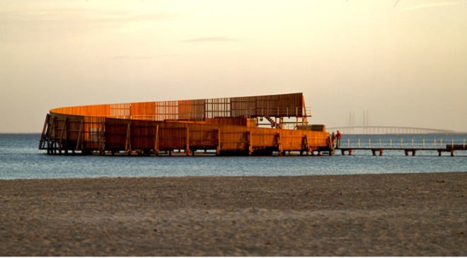green design, eco design, sustainable design, White Arkitekter, Katstrup Sea Bath, Wooden bridge, Denmark, LED Lights, Recreation, waterfront revitalization
