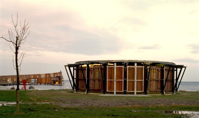 green design, eco design, sustainable design, White Arkitekter, Katstrup Sea Bath, Wooden bridge, Denmark, LED Lights, Recreation, waterfront revitalization