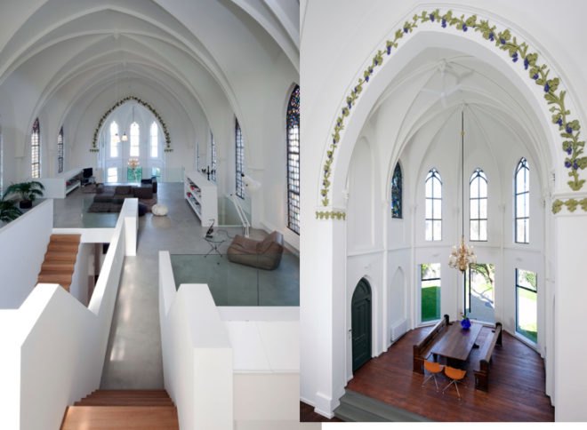 Zecc Architecture, Utrecht, Netherlands, converted church, repurposed church, stained glass, green design, eco design, sustainable design, historical preservation, modular architecture, St. Jakobus
