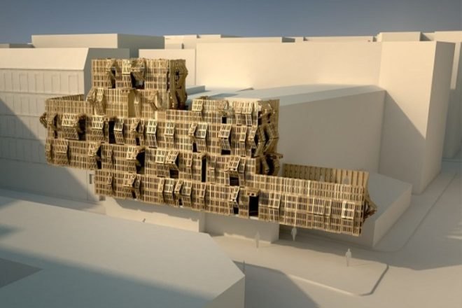 AME-LOT, Malka Architects, Student Housing, Paris, pallets, green materials, found materials, recycled materials, green design, sustainable design, eco-design, existing materials