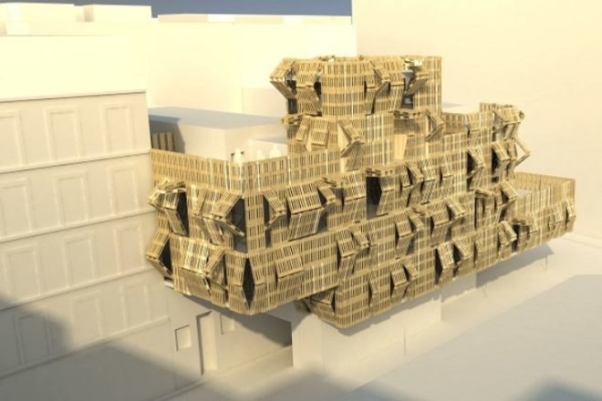 AME-LOT, Malka Architects, Student Housing, Paris, pallets, green materials, found materials, recycled materials, green design, sustainable design, eco-design, existing materials