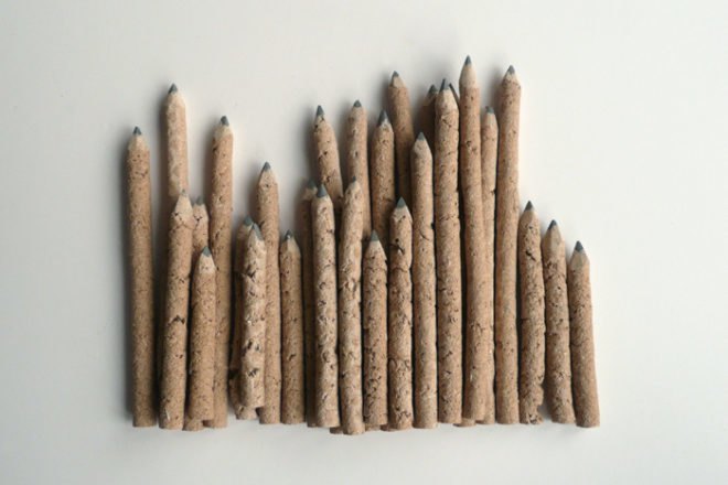 green design, eco design, sustainable design, From Here For Here, Royal College of Art, Ariane Prin, Upcycled pencils, recycled materials, recycled pencils