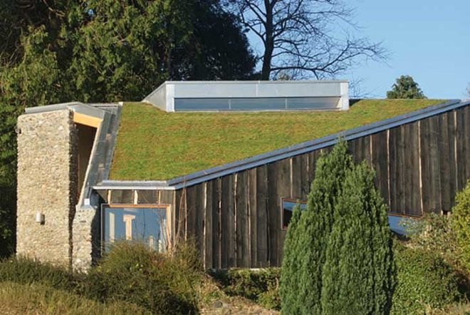 Sustainable Building,Renewable Energy,Landscape Architecture,green roof,Green Materials,green Interiors,Design for Health,Botanical,Architecture,local materials, riba awards 2011, british design,British Designer,sedum roof,photovoltaic panels,